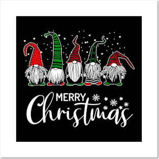 Cute Xmas Gnomes In Plaid Hats Merry Christmas Gift Fabulous Posters and Art